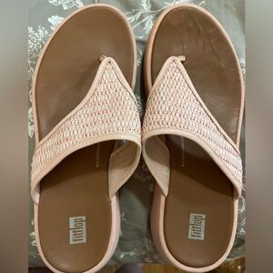 Fitflop pink leather sandals with slight wedge. Very comfy. GUC